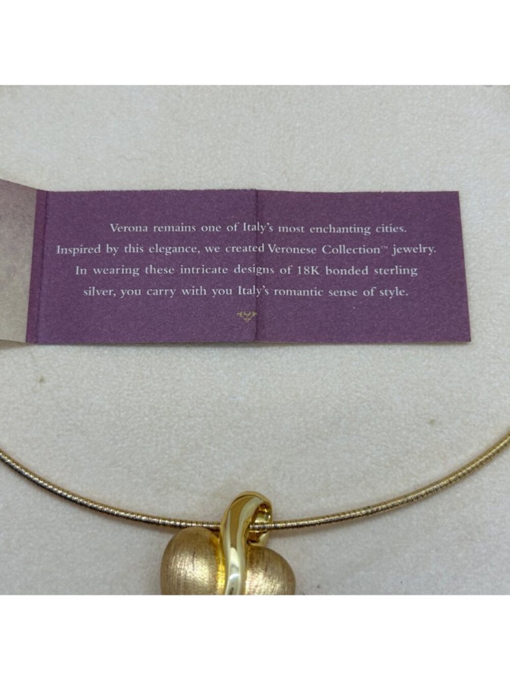 18K Gold Vermeil Sterling Silver Necklace Heart Omega Veronese Reversible 19.69g - Picture 16 of 16